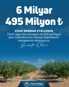 Bakan Yumaklı: Üreticiye 20,4 Milyar TL Don Desteği