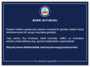 Kocaeli Açıklarında Korkutan Gemi Yangını!