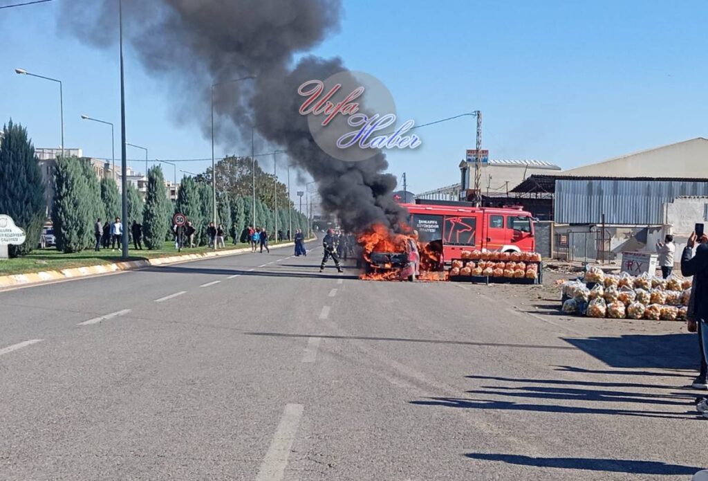Şanlıurfa’da Park Halindeki Araç Alev Topuna Döndü