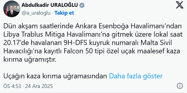Libya Heyetini Taşıyan Uçak Düşmeden Önce Havada Ne Yaşandı?
