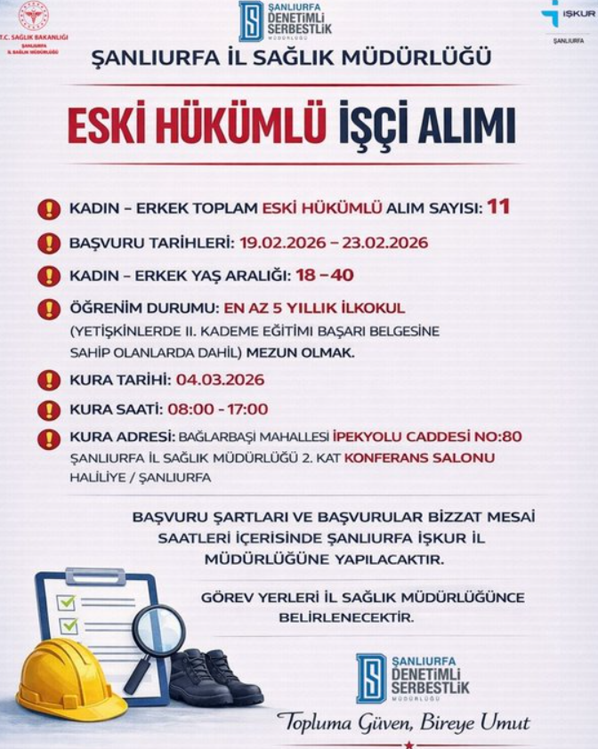 İŞKUR Şanlıurfa’da personel alacak!