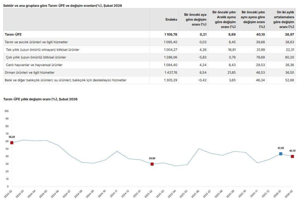 Tarım üretici fiyatları şubatta arttı!